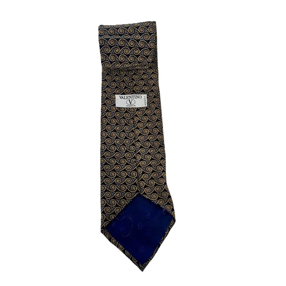Valentino Cravatte Collection Yellow Black‎ Geometric 100% Silk Neck Tie Italy